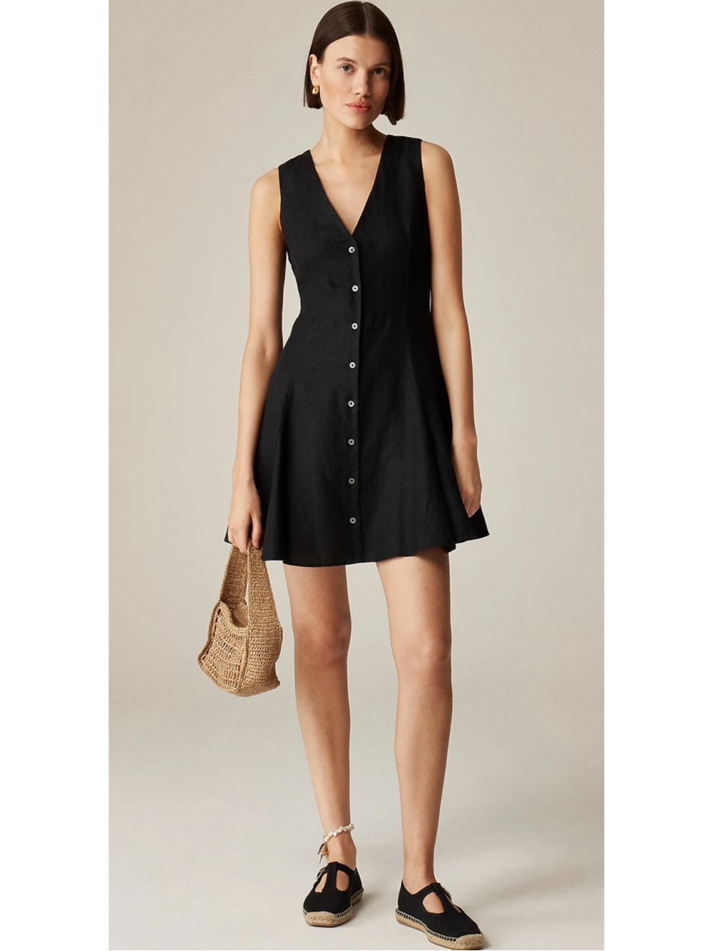NWT J. Crew Button Front Linen Mini Dress - Size 16T